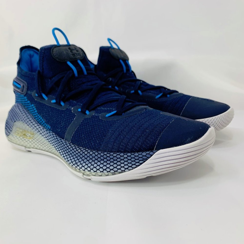 Under Armour Mens Size 9 Team Curry 6 Navy Blue Basketball Shoes Sneakers